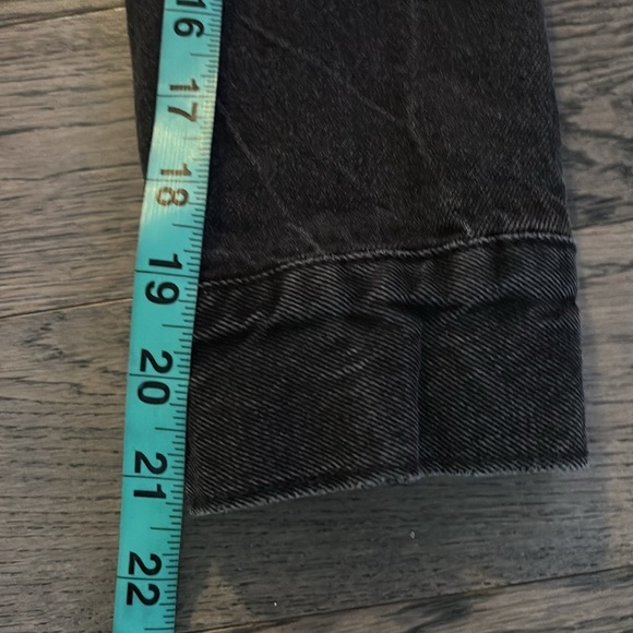 Blue notes black distressed oversized jean jacket Sz Small - Picture 10 of 12